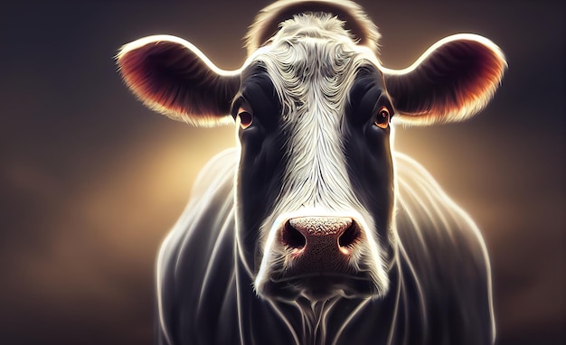 Mucca animale Ritratto di una mucca Illustrazione in stile arte digitale pittura