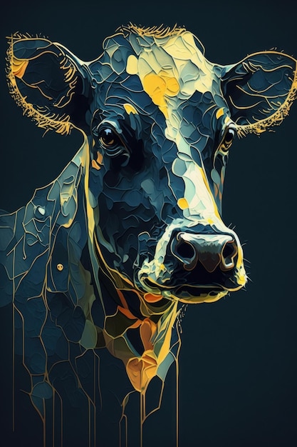 Mucca astratta di stile postimpressionismo Bella illustrazione colorata Stile vettoriale IA generativa