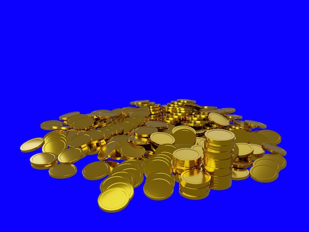 Mucchi di monete d'oro lucide.