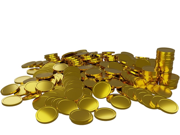 Mucchi di monete d'oro lucide.