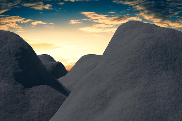 Mucchio di carbone e cielo sullo sfondo illustrazione 3D