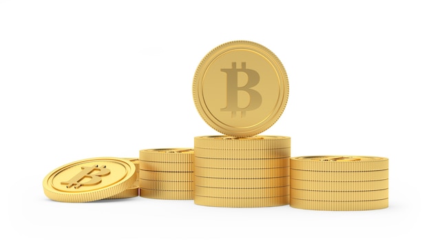 Mucchio di monete bitcoin d'oro