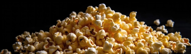 Mucchio Di Noccioli Di Popcorn Su Uno Sfondo Nero Generative AI