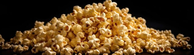 Mucchio Di Noccioli Di Popcorn Su Uno Sfondo Nero Generative AI