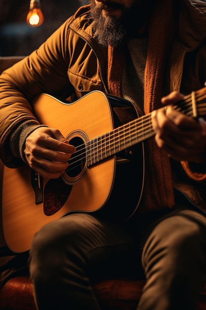 Mucisian con il ritratto della chitarra