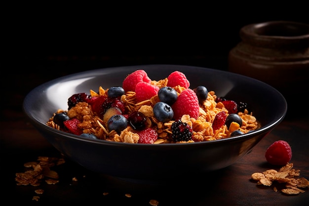 Muesli con frutti di bosco in una ciotola