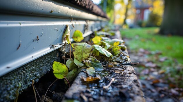 Muffa verde muschiosa nelle grondaie di PVC intasate Una guida per pulire e mantenere gli scarichi e le grondaie intasate