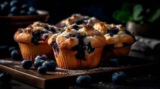 Muffin ai mirtilli Illustratore generativo di IA