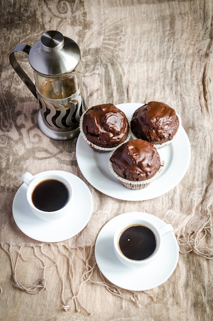 Muffin al cioccolato e caffè