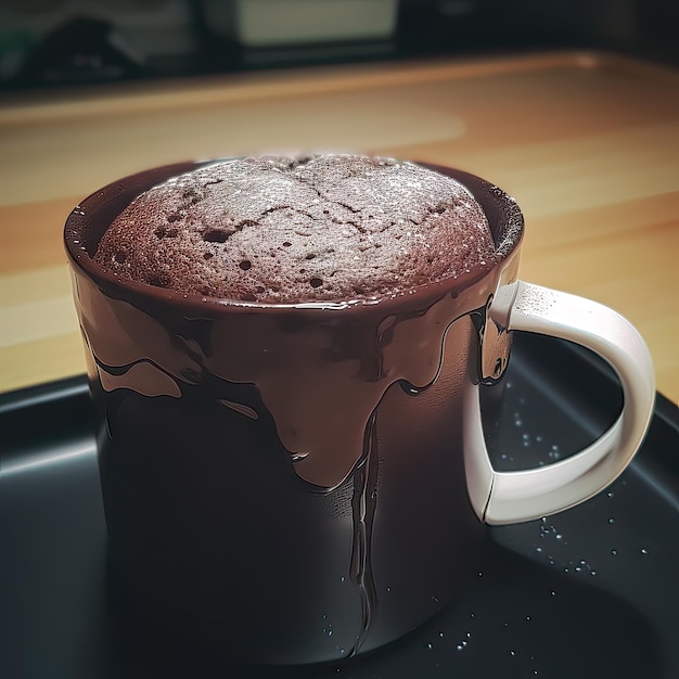 Muffin al cioccolato generato dall'intelligenza artificiale con glassa e codette colorate in una tazza