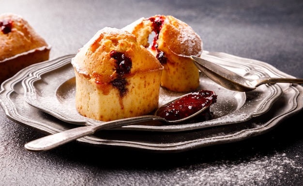 Muffin con marmellata di lamponi. Dolce casa