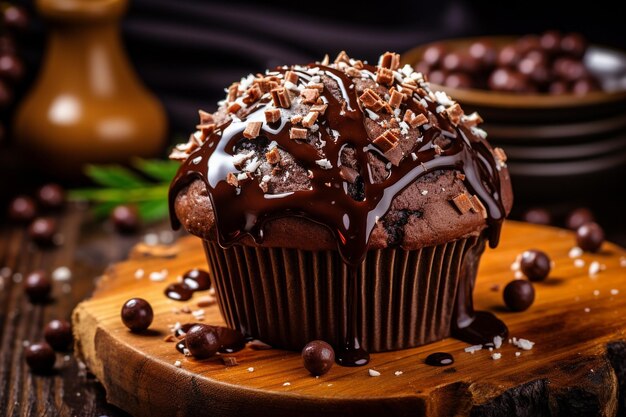 Muffin coperto di cioccolato fuso