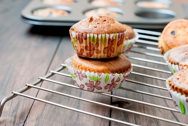 Muffin fatti in casa con cioccolato e vaniglia