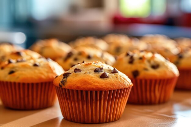 muffin sul tavolo della cucina fotografia di cibo professionale AI Generato