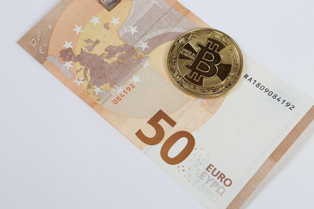 Multi Euro Dolar cash Diversi tipi di banconote bitcoin di nuova generazione