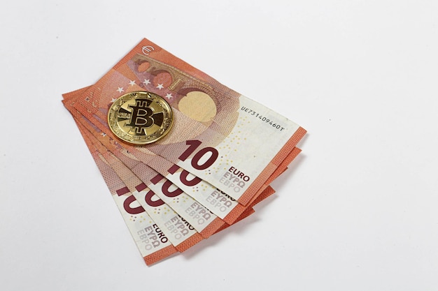 Multi Euro Dolar cash Diversi tipi di banconote bitcoin di nuova generazione