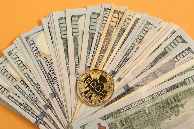 Multi Euro e Dolar cash Diversi tipi di banconote e bitcoin di nuova generazione