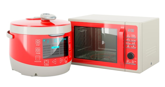 Multicooker automatico con rendering 3D del forno a microonde