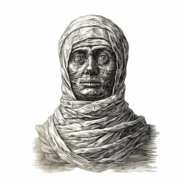 Mummie realistiche Disegno di illustrazioni di stampa Ritratti iperdettagliati