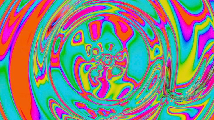 Foto muoversi all'interno di un tunnel colorato con pareti liquide design d tunnel con riflesso luminoso di appiccicoso