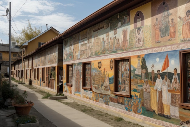 Murales che raffigurano la storia e la cultura di una comunità creata con ai generativi