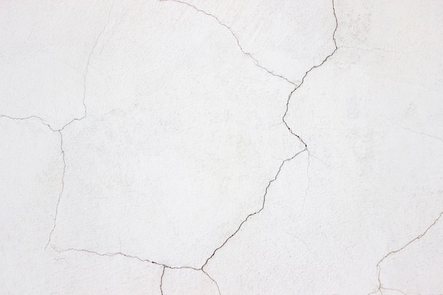 Muro bianco, intonaco crepato in superficie, struttura in cemento