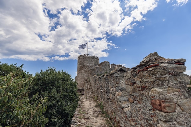 Muro del castello bizantino di Kavala realizzato per rafforzare le difese della città cittadella di Byzantinet