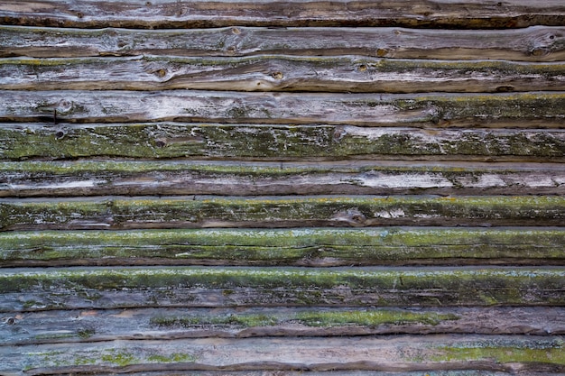 Muro di legno fatto di tronchi