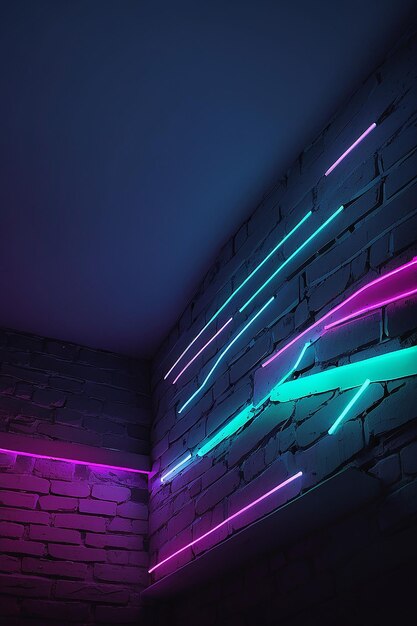 Muro di mattoni alla luce del neon