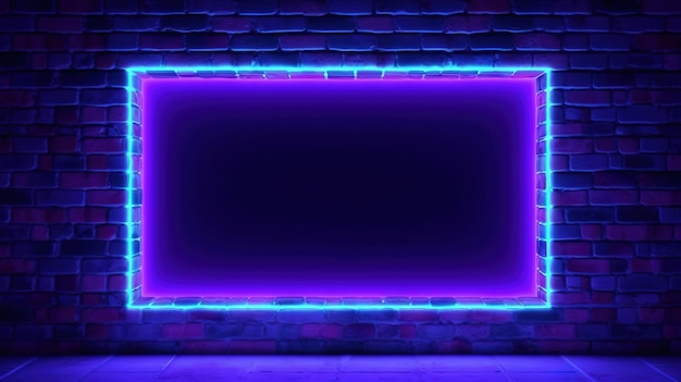 muro di mattoni con cornice al neon scuro Immagine generata ai di alta qualità su sfondo bianco