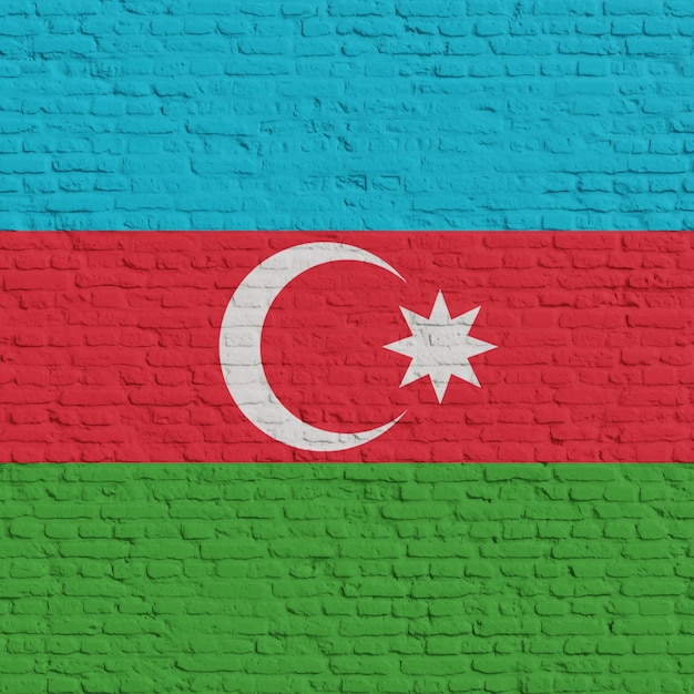 Muro di mattoni con la bandiera dell'Azerbaigian