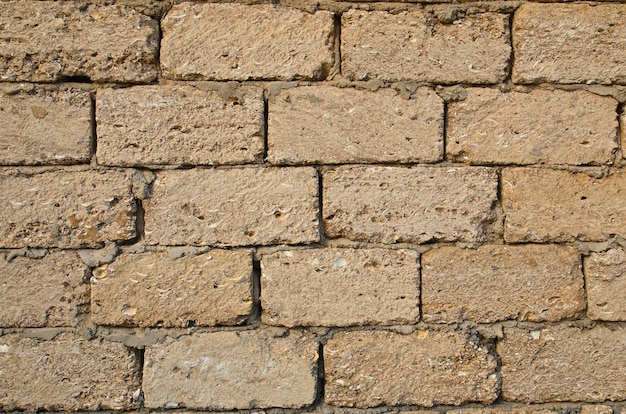muro di mattoni di pietra da vicino