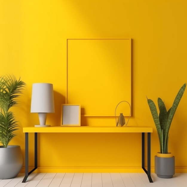 Muro giallo con una cornice che dice "giallo"