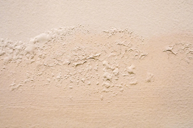 Muro marrone umido danneggiato con vernice scrostata