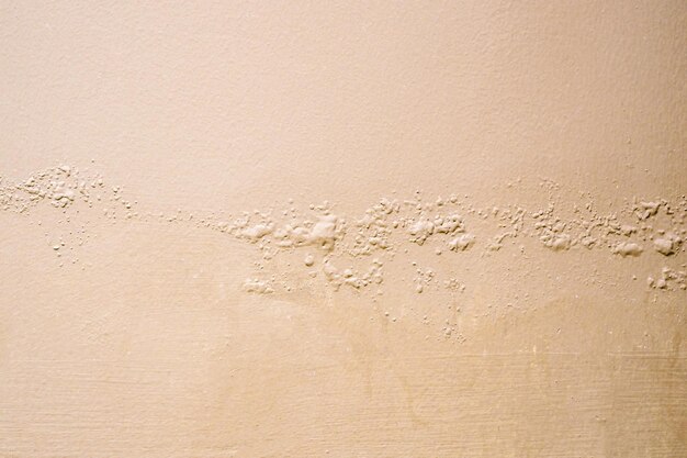 Muro marrone umido danneggiato con vernice scrostata