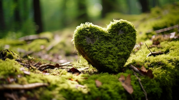 Muschio su un cuore nella foresta IA generativa