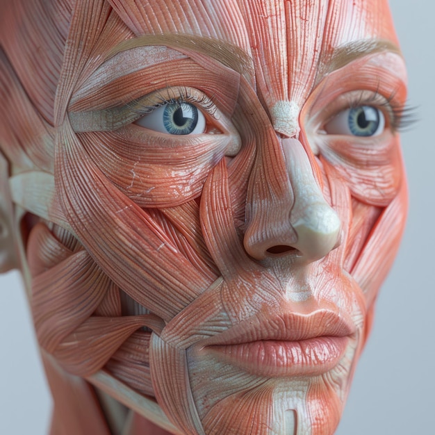 Muscoli facciali femminili anatomici in 3D Anatomia dettagliata per l'istruzione biologica