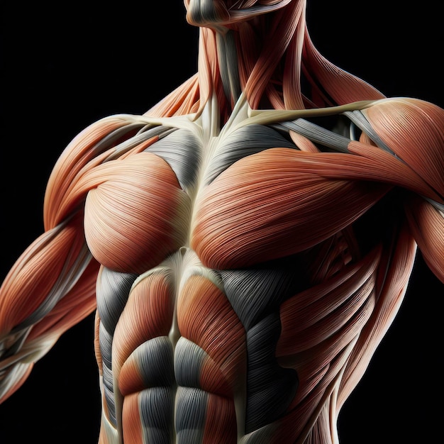 Muscoli toracicici umani anatomia umana isolata su sfondo nero