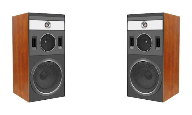 Music and sound Two Three way speakers enclosure Isolated
