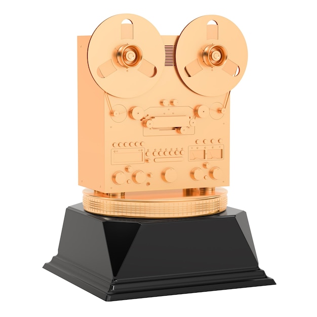 Music award golden reeltoreel registratore a nastro concetto rendering 3D
