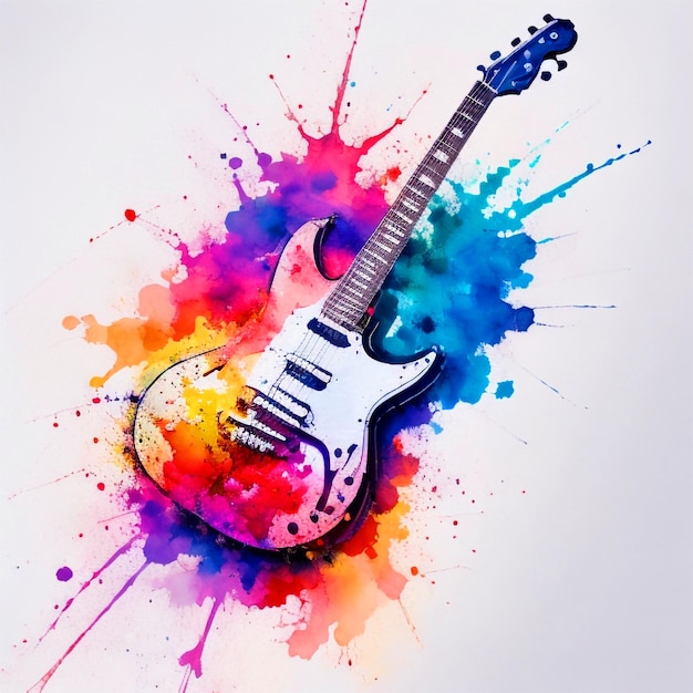 Musica di chitarra acquerello clipart