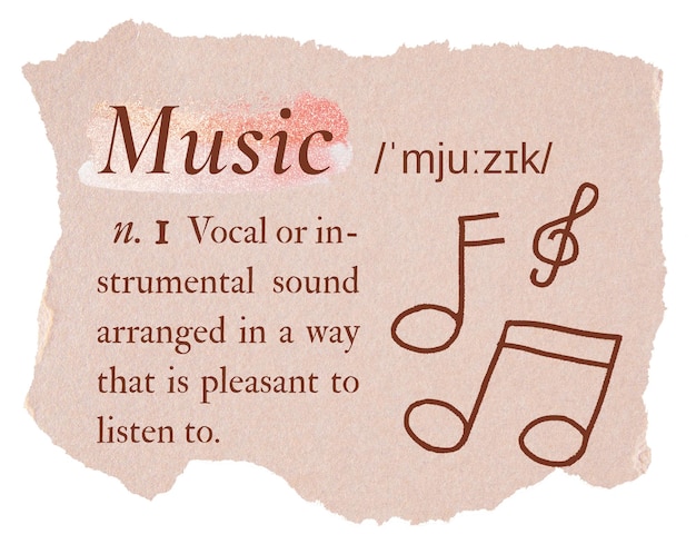 Musica dizionario png adesivo di parole tipografia in rosa sfondo trasparente estetico