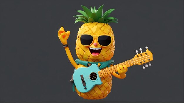 Musicista rock 3D di ananas