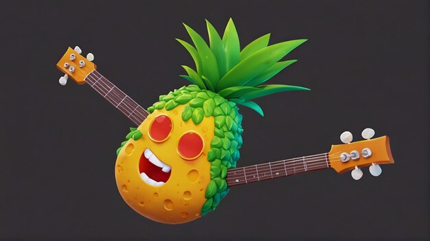 Musicista rock 3D di ananas