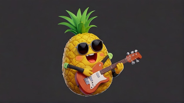 Musicista rock 3D di ananas