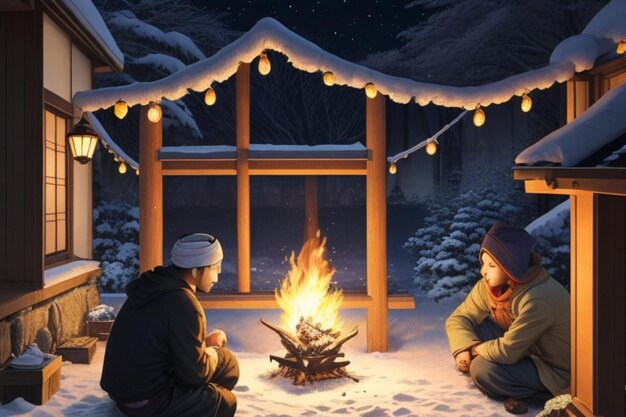 Musulmani della notte invernale del Ramadan di Campfire Animation