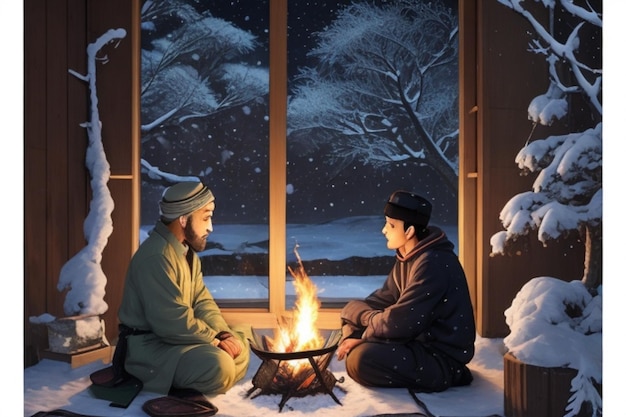 Musulmani della notte invernale del Ramadan di Campfire Animation