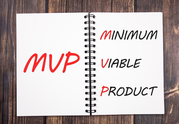 MVPMinimum Viable Product abbreviazione di testo concetto sul blocco note Concetto di business
