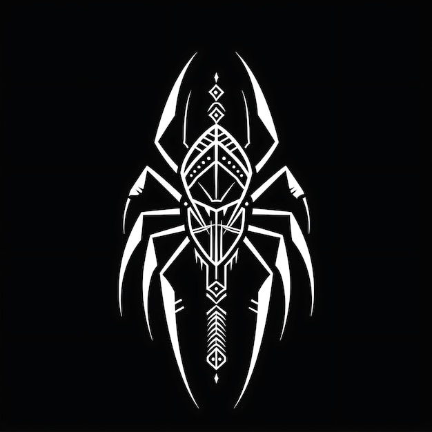 Mysterious Spider Clan Logo con la rete di ragno e Native Ameri Creative Logo Design Tattoo Outline