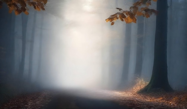 Mystic autumn forest road Misteriosi boschi lunatici